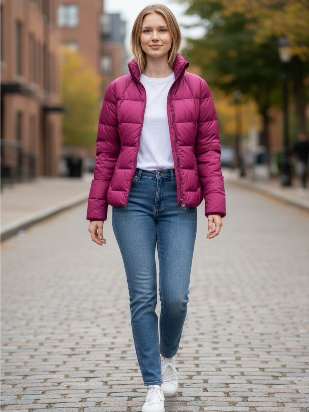 Athleta Downtown Magenta Lightweight Puffer Jacket XX Small